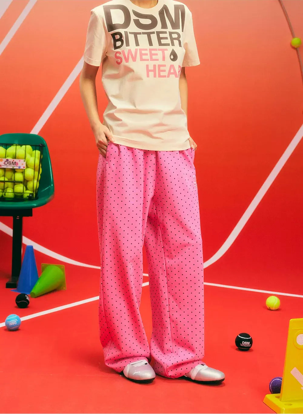 Polka Dot Relaxed Straight-Leg Pants