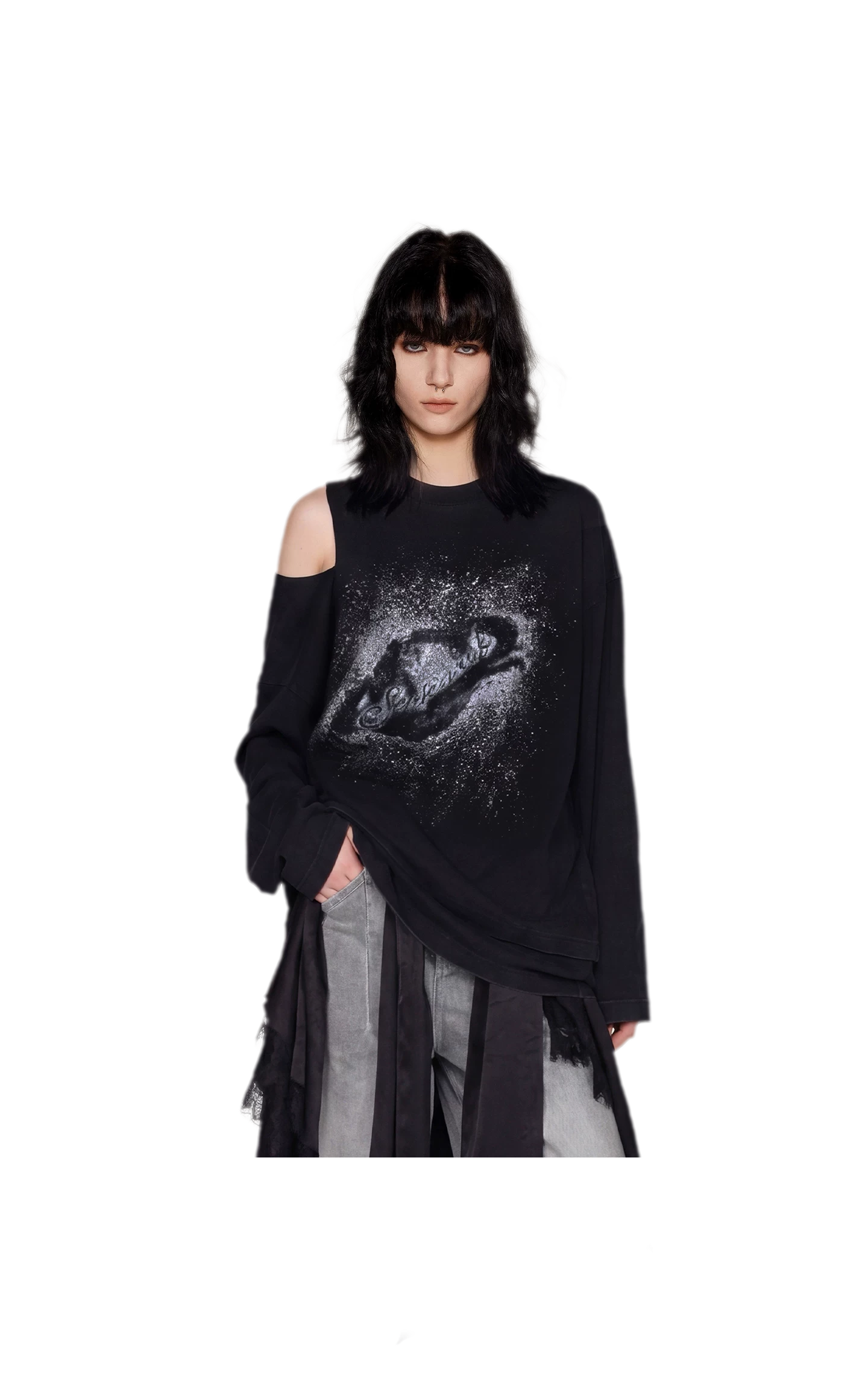 Wax-Dyed Cutout Graphic T-Shirt