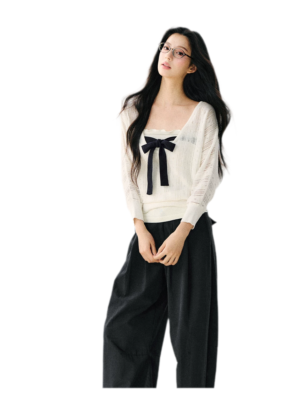 Bow Cutout Knit Top