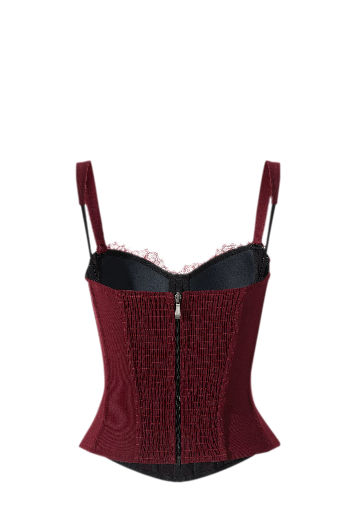Burgundy Lace Boned Bustier