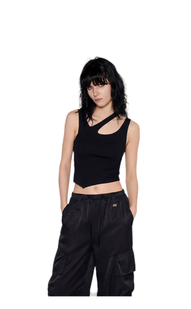 Deconstructed Asymmetric Cutout Tank Top