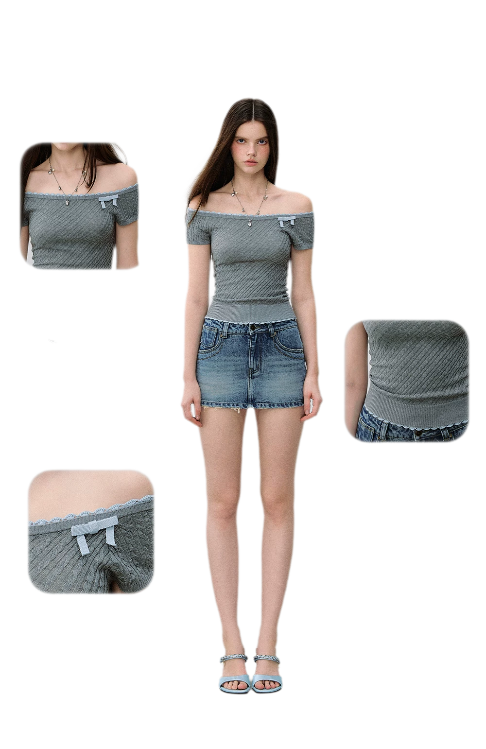 Off-Shoulder Knit Tee