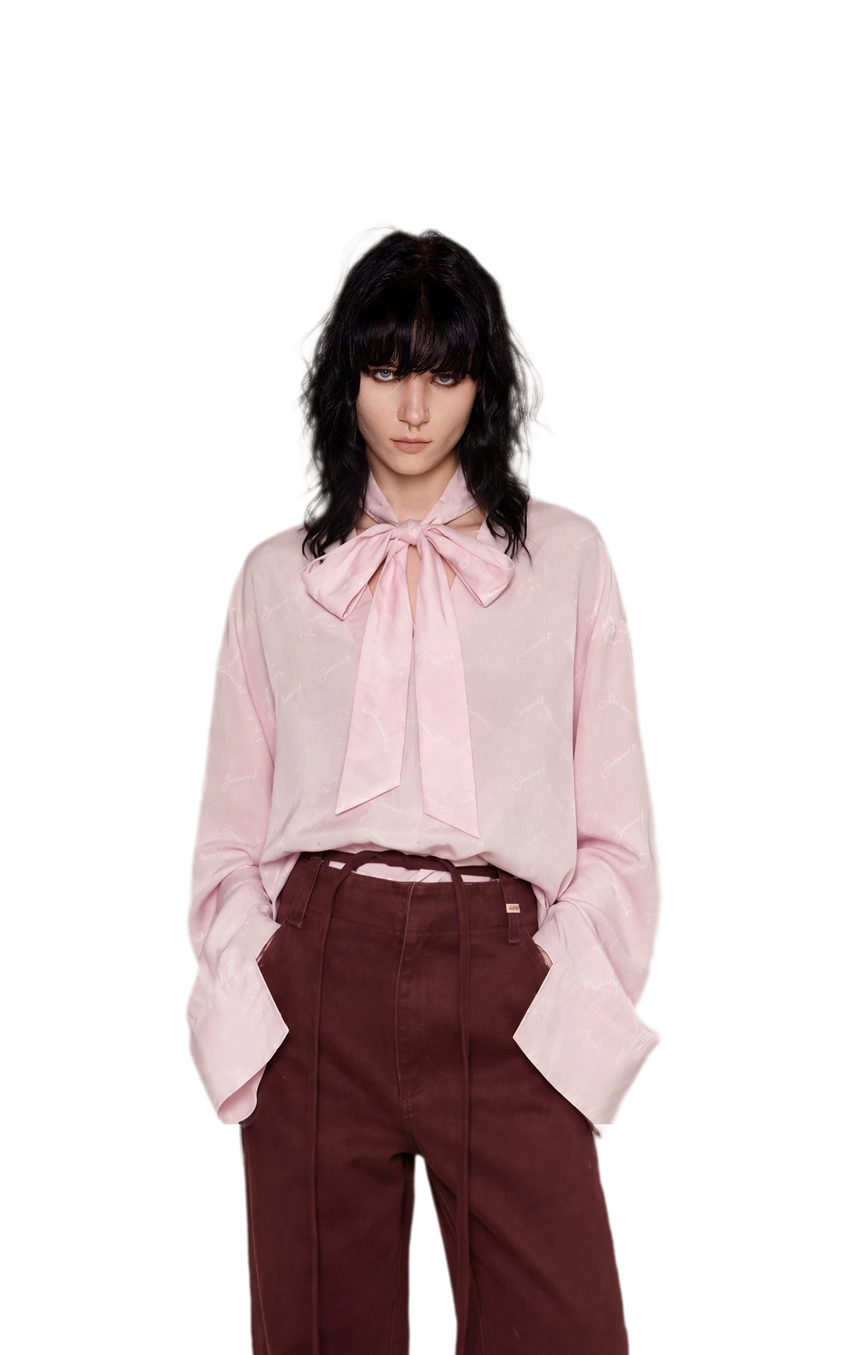 Textured Tie-Front Tencel Shirt