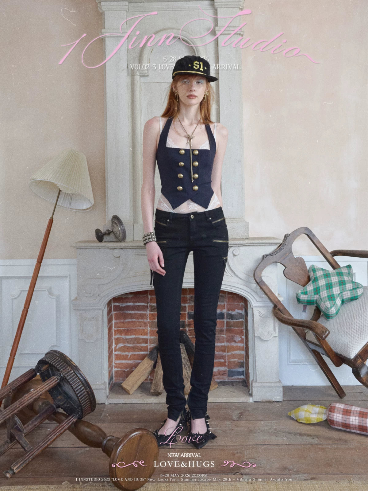 Vintage Navy Style Knit Halter Vest