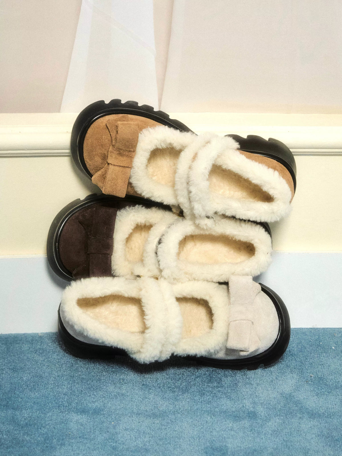 Plush Bow Platform Mary Janes