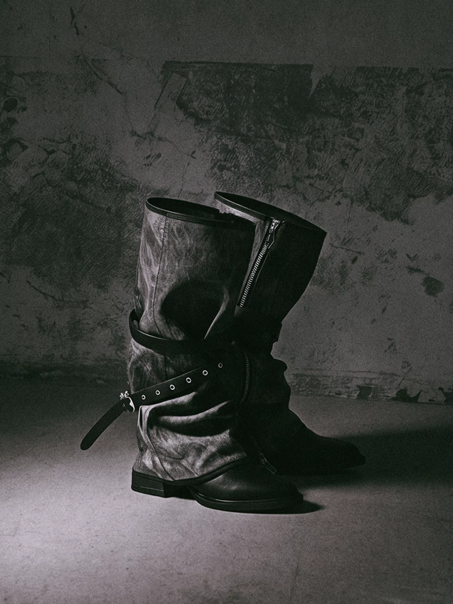 Distressed Leather Slouch Leg Covers
