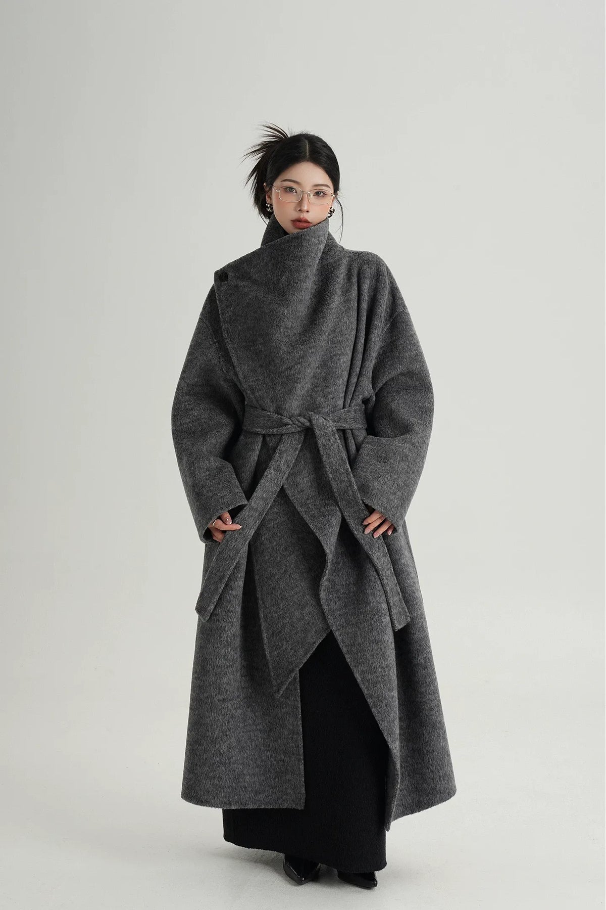 Cashmere Wrap Longline Wool Coat