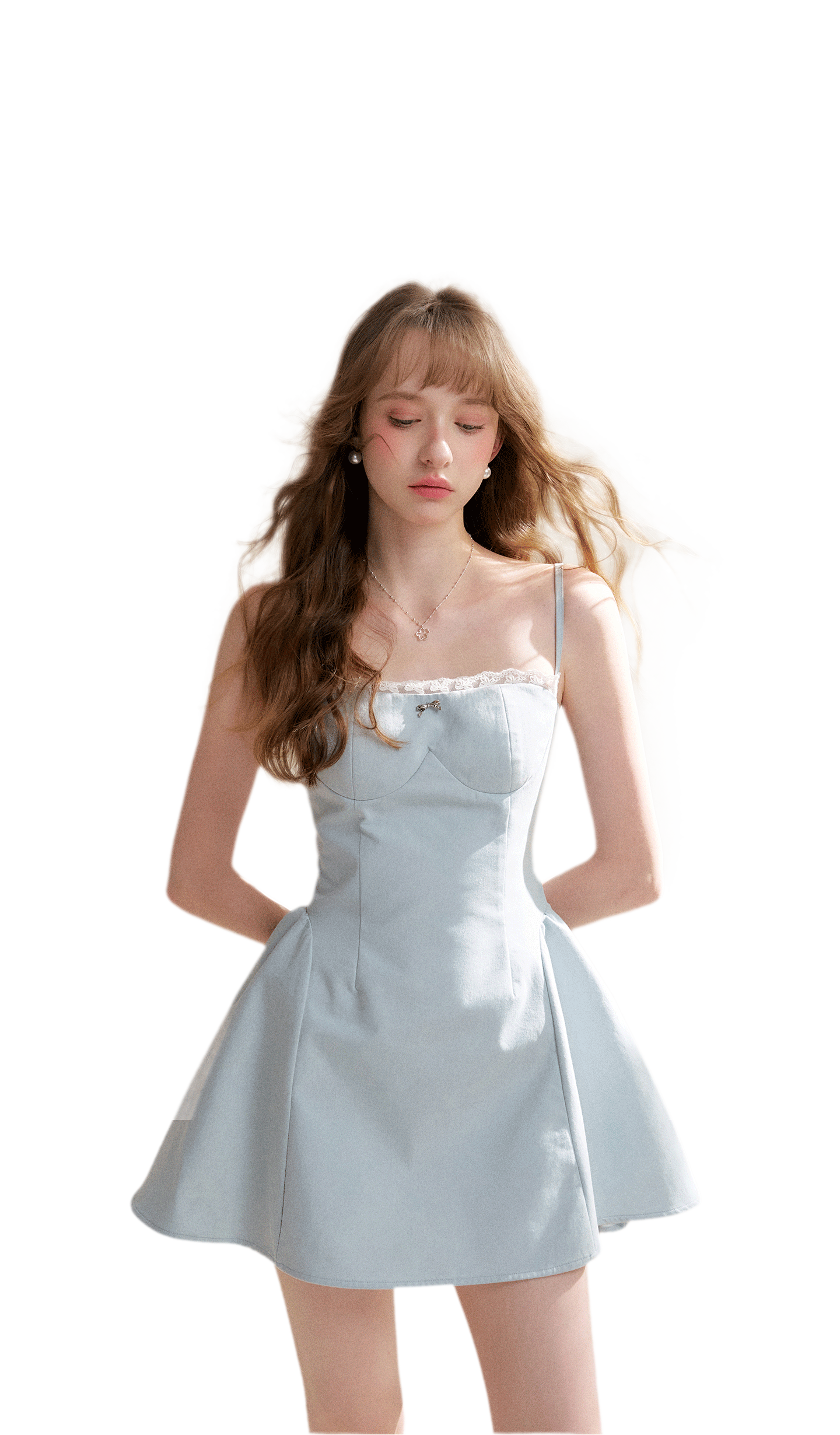 Lace-Trimmed A-Line Camisole Dress