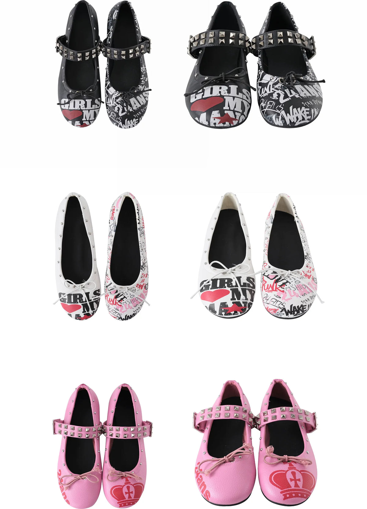 Zapatos Mary Jane con tachuelas de graffiti