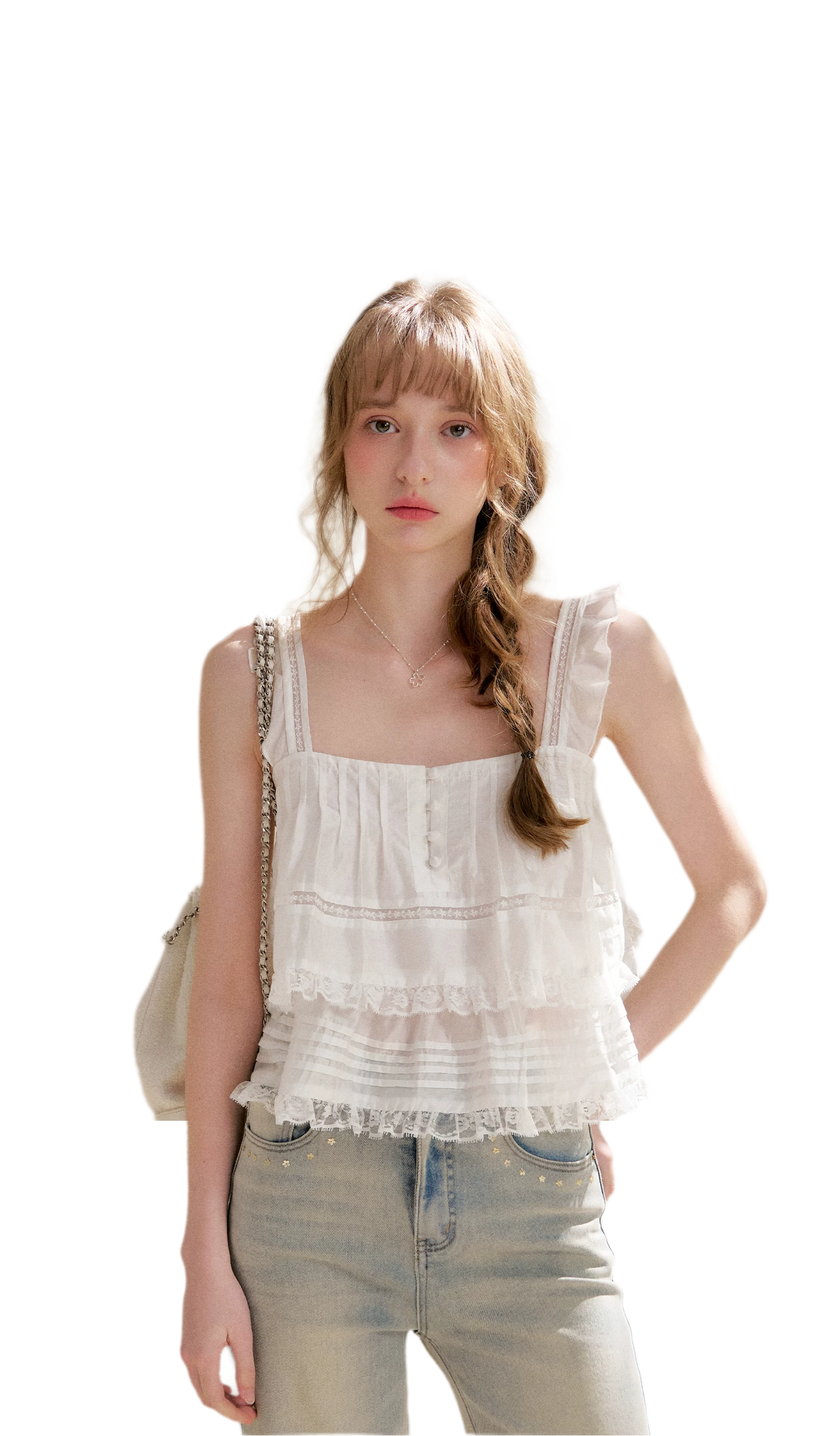 Lace Edge Camisole and Skirt Set