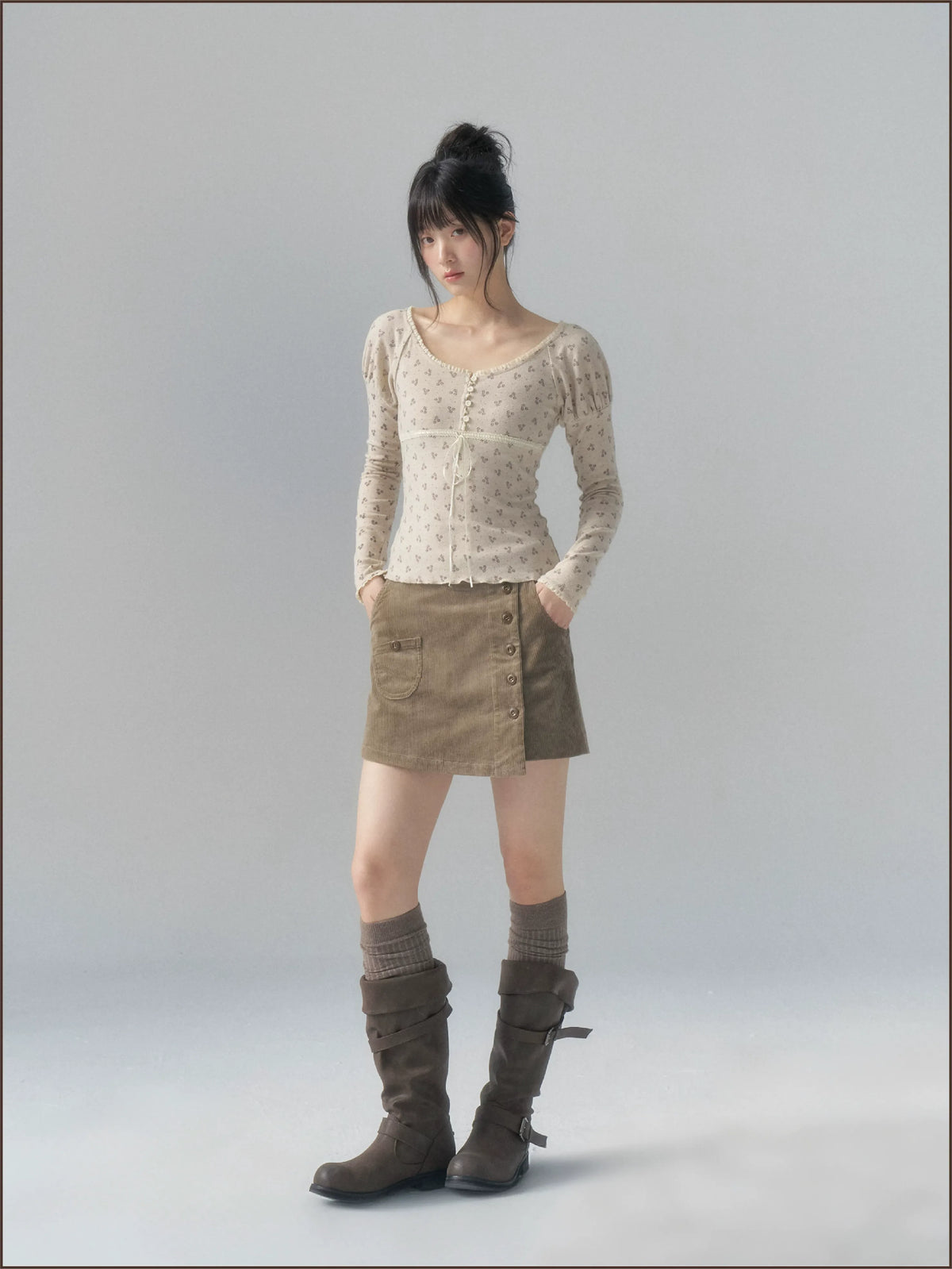 Floral Trim Fitted Top