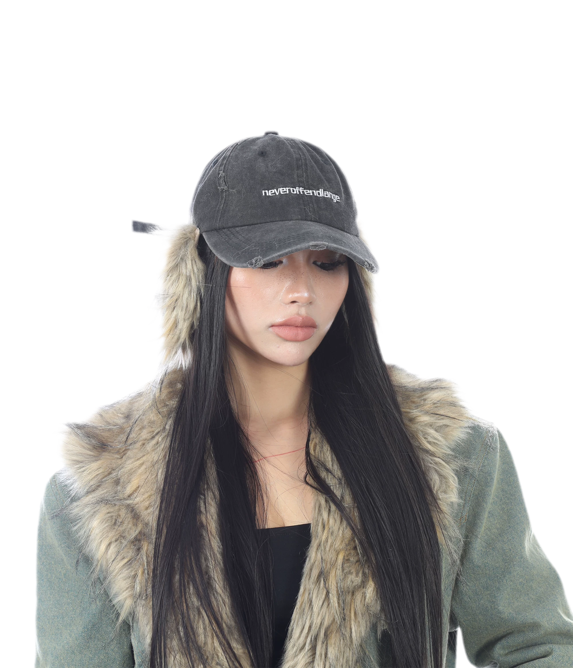 Distressed Faux Fur Cap