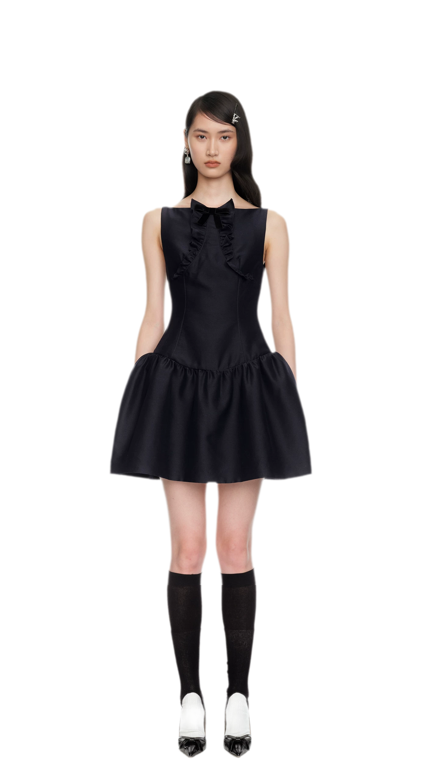 Ruffle Bowknot Mini Dress