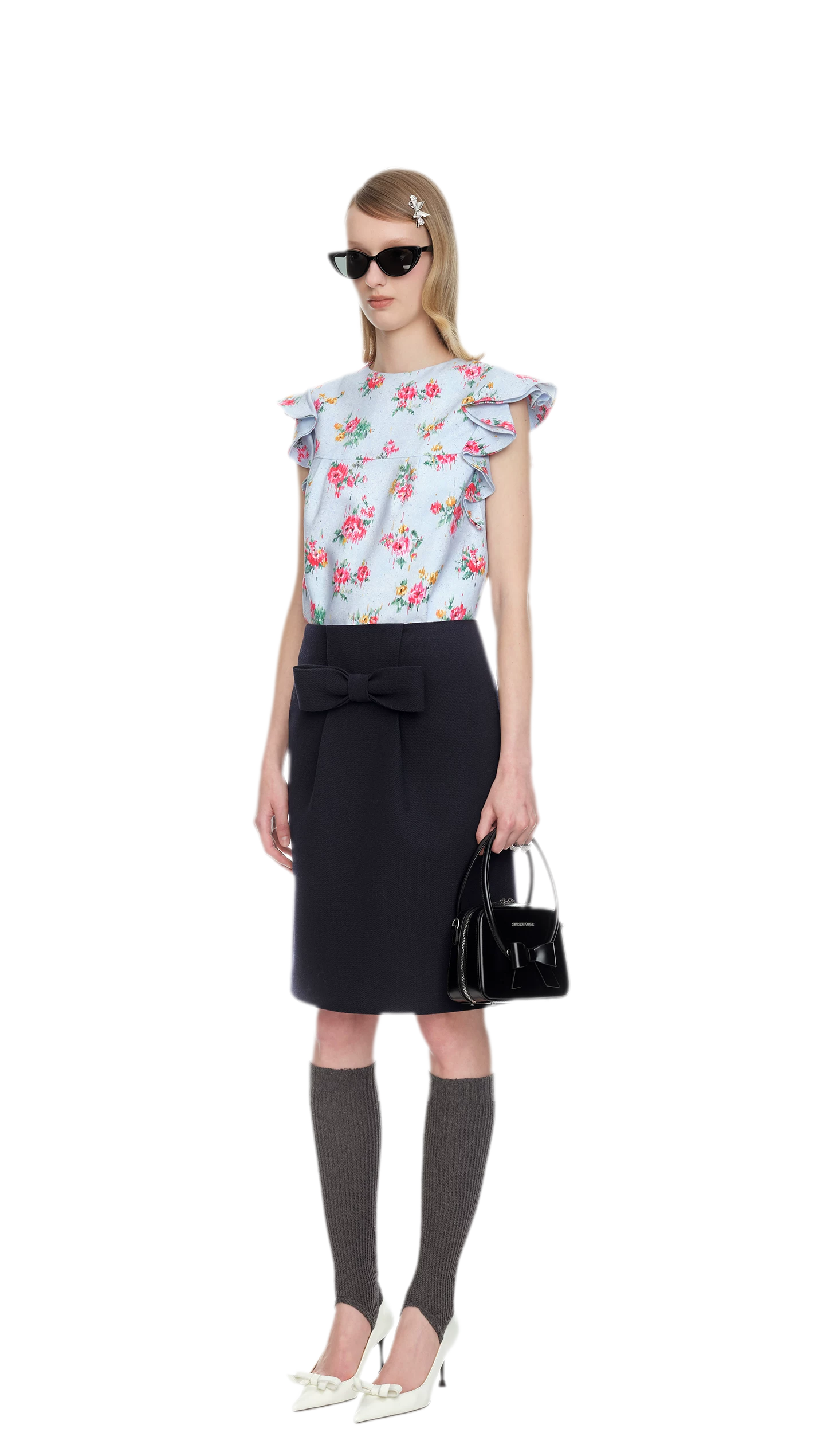 Bowknot Structured A-Line Skirt