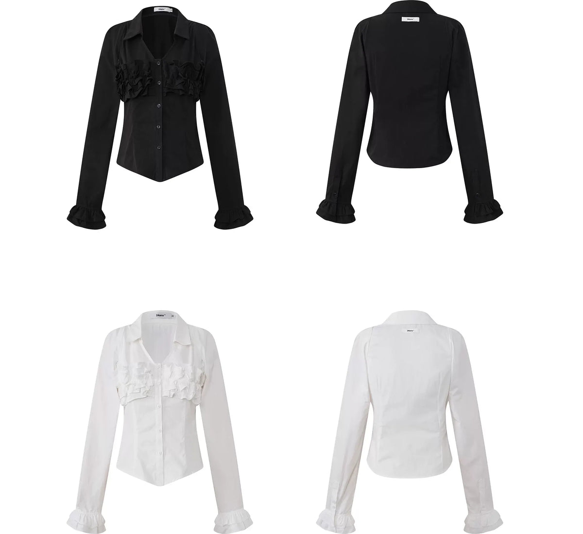 Pleated Ruffle Puff-Sleeve Shirt
