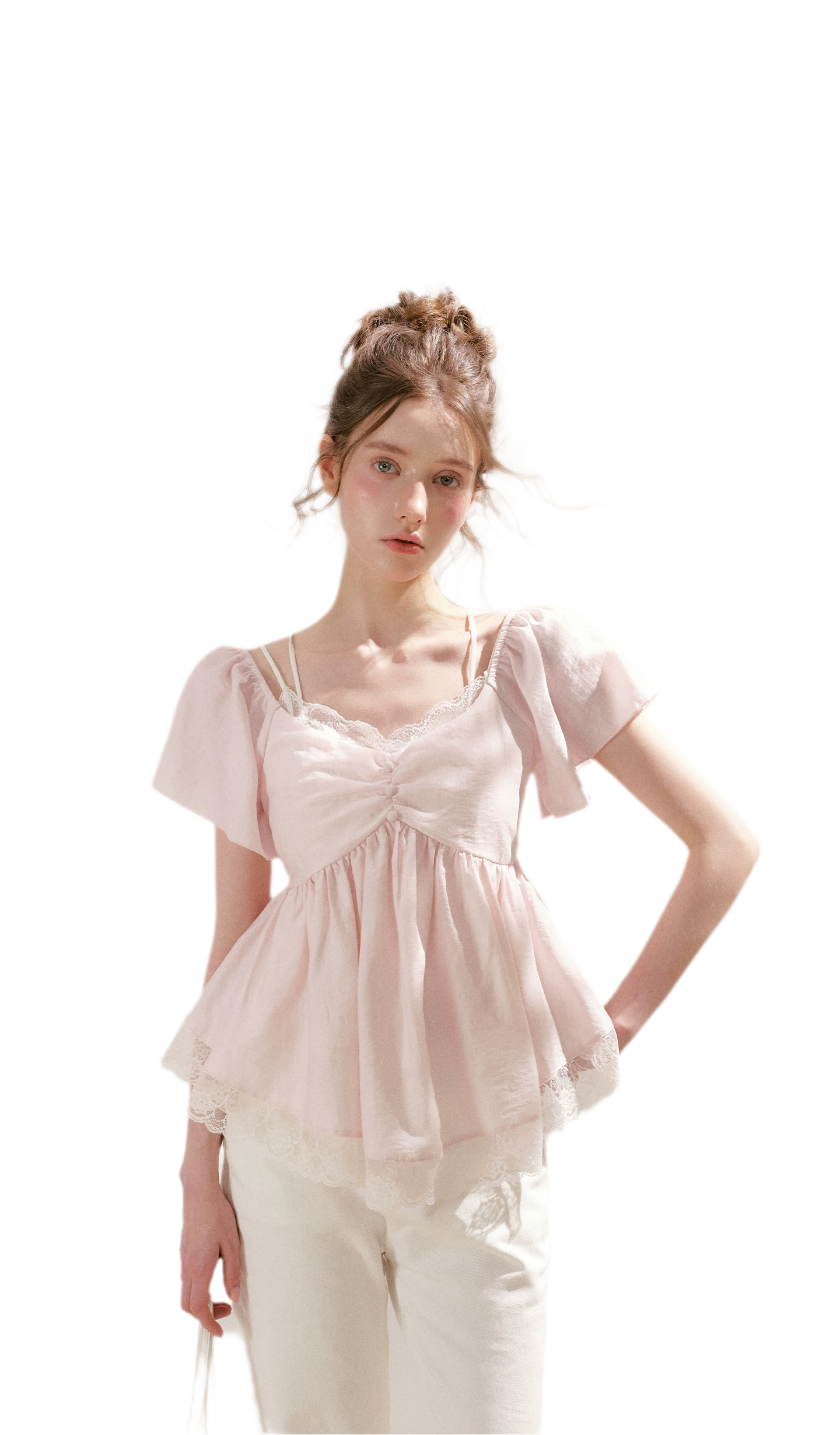 Tencel Lace V-Neck T-Shirt
