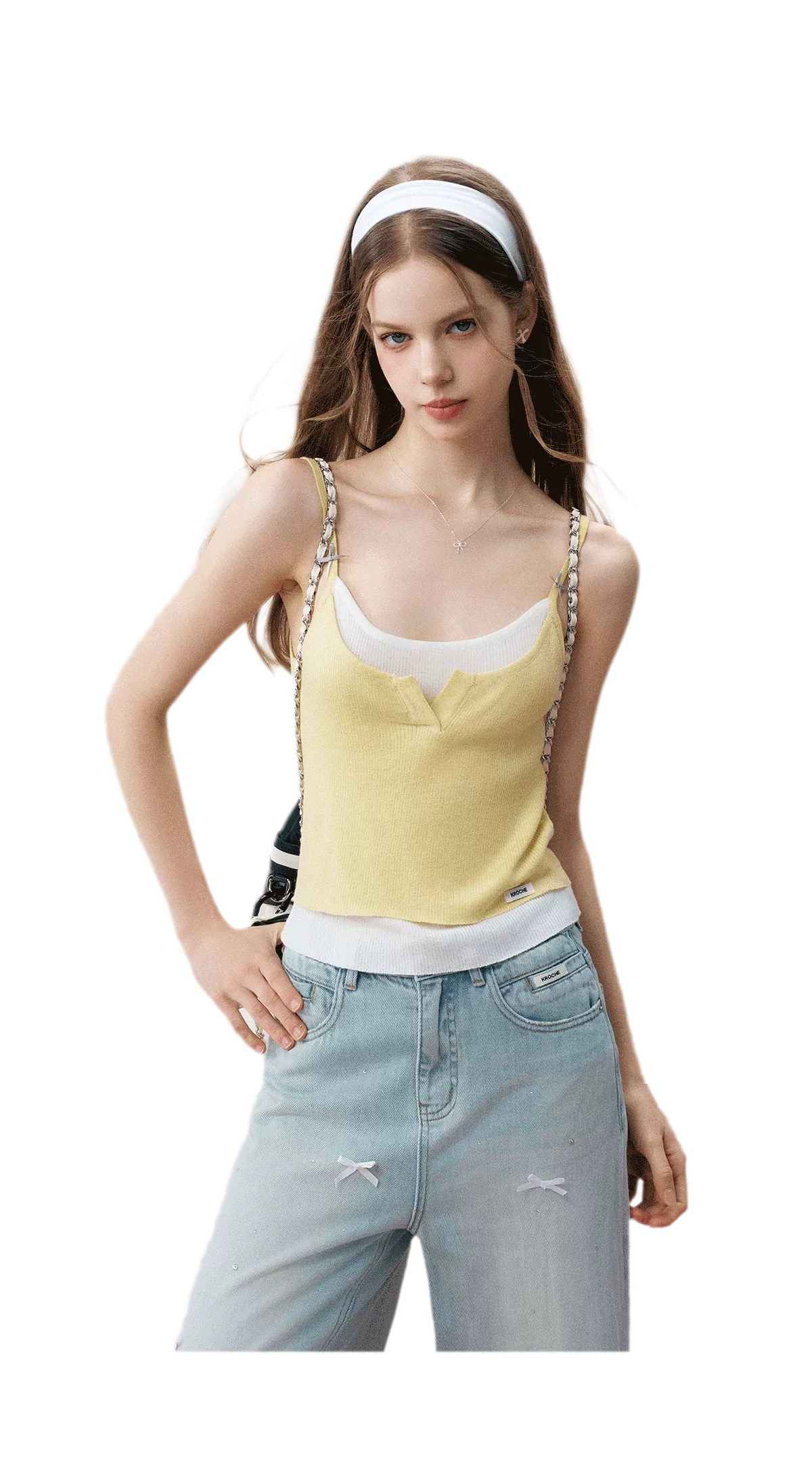 Cream Bow Knit Tank