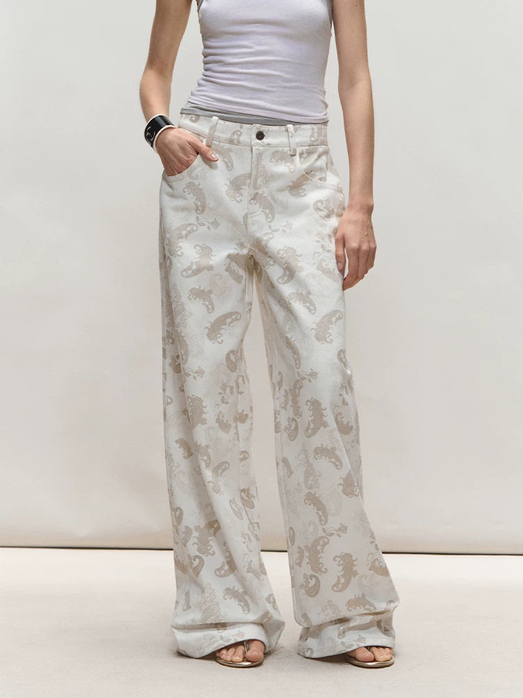 Original Paisley Print Washed Straight-Leg Jeans