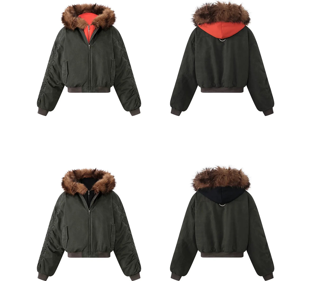 Washed Twill Hooded Flight Jacket