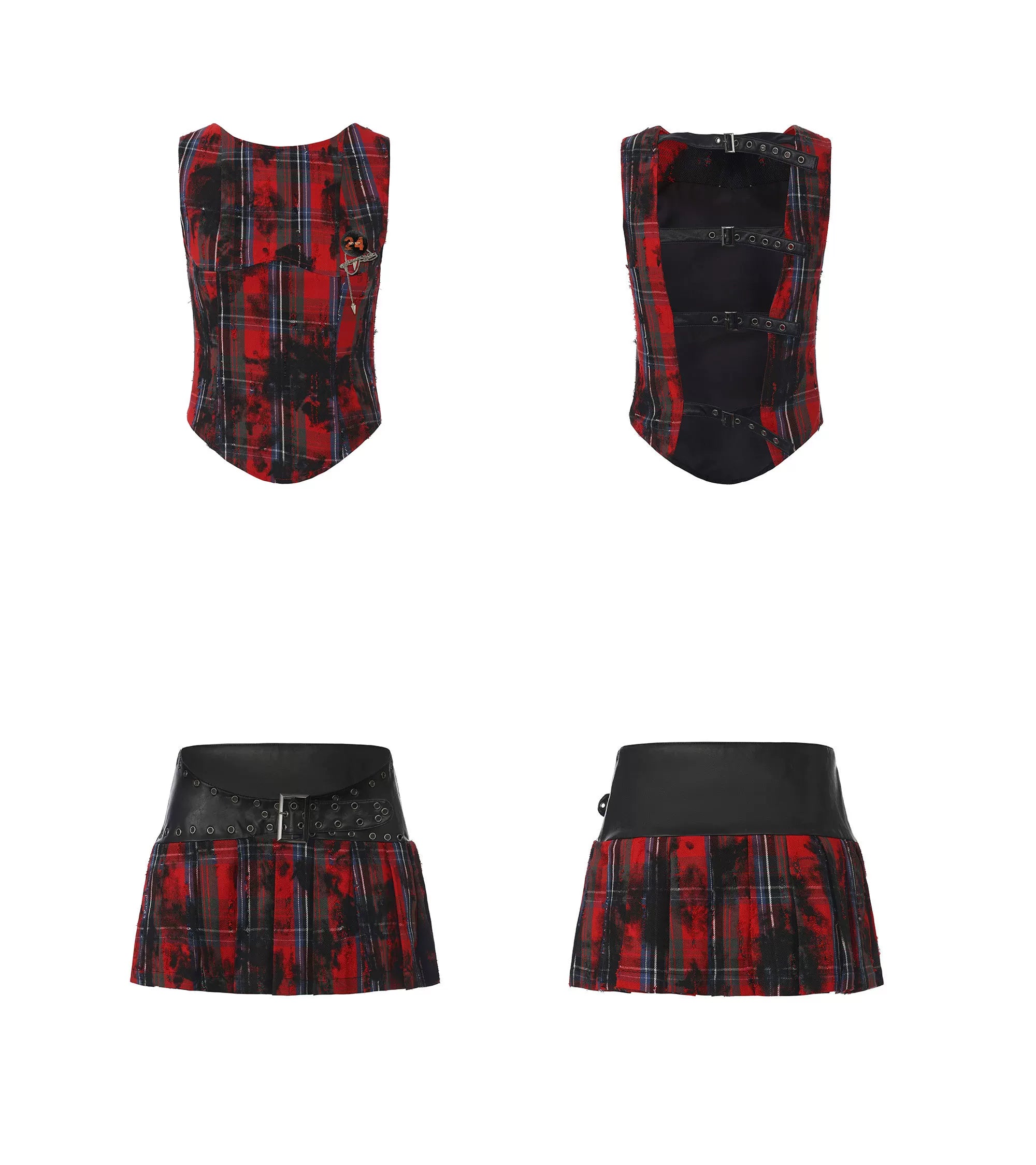 Deconstructed Plaid Two-Piece Set