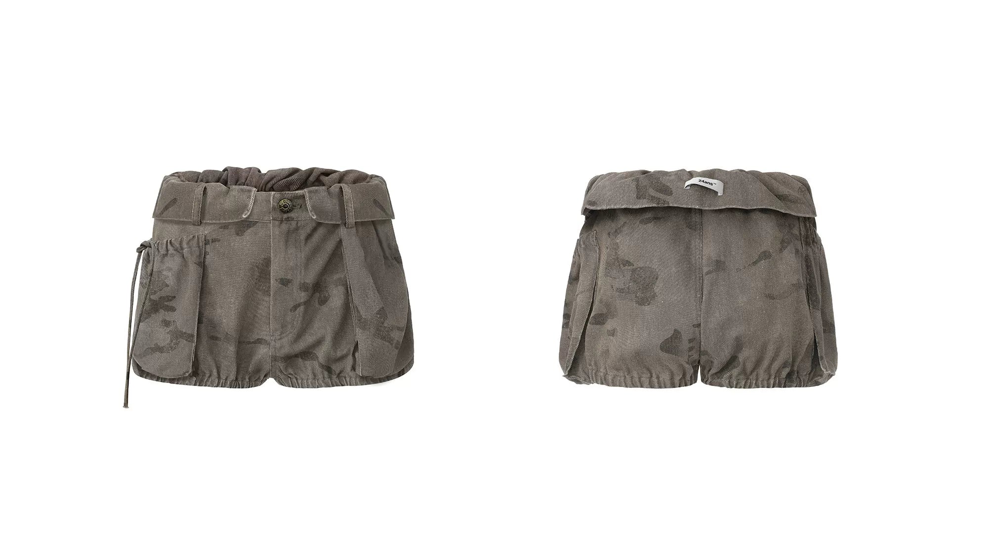 Punk Grunge Washed Camouflage Shorts