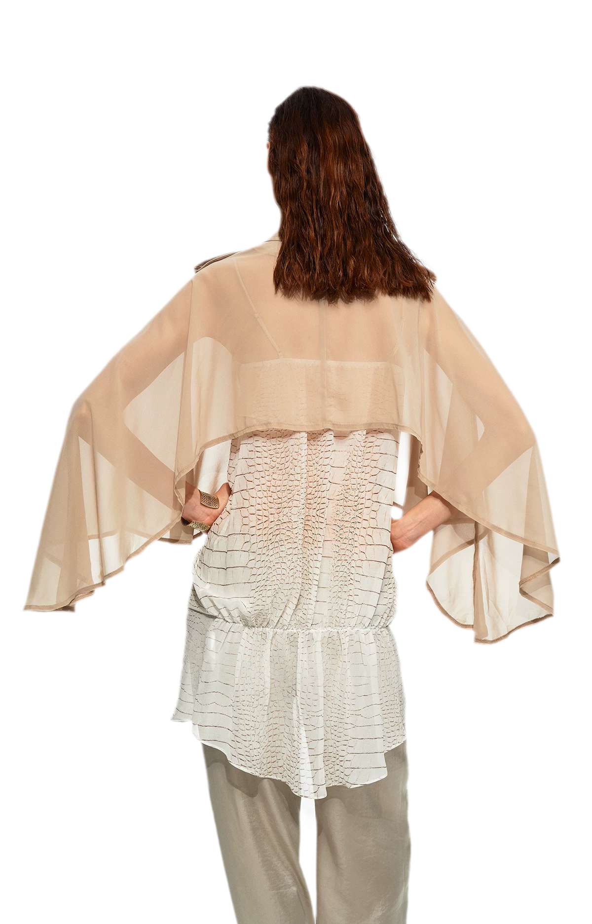 Sheer Trench Cape Top