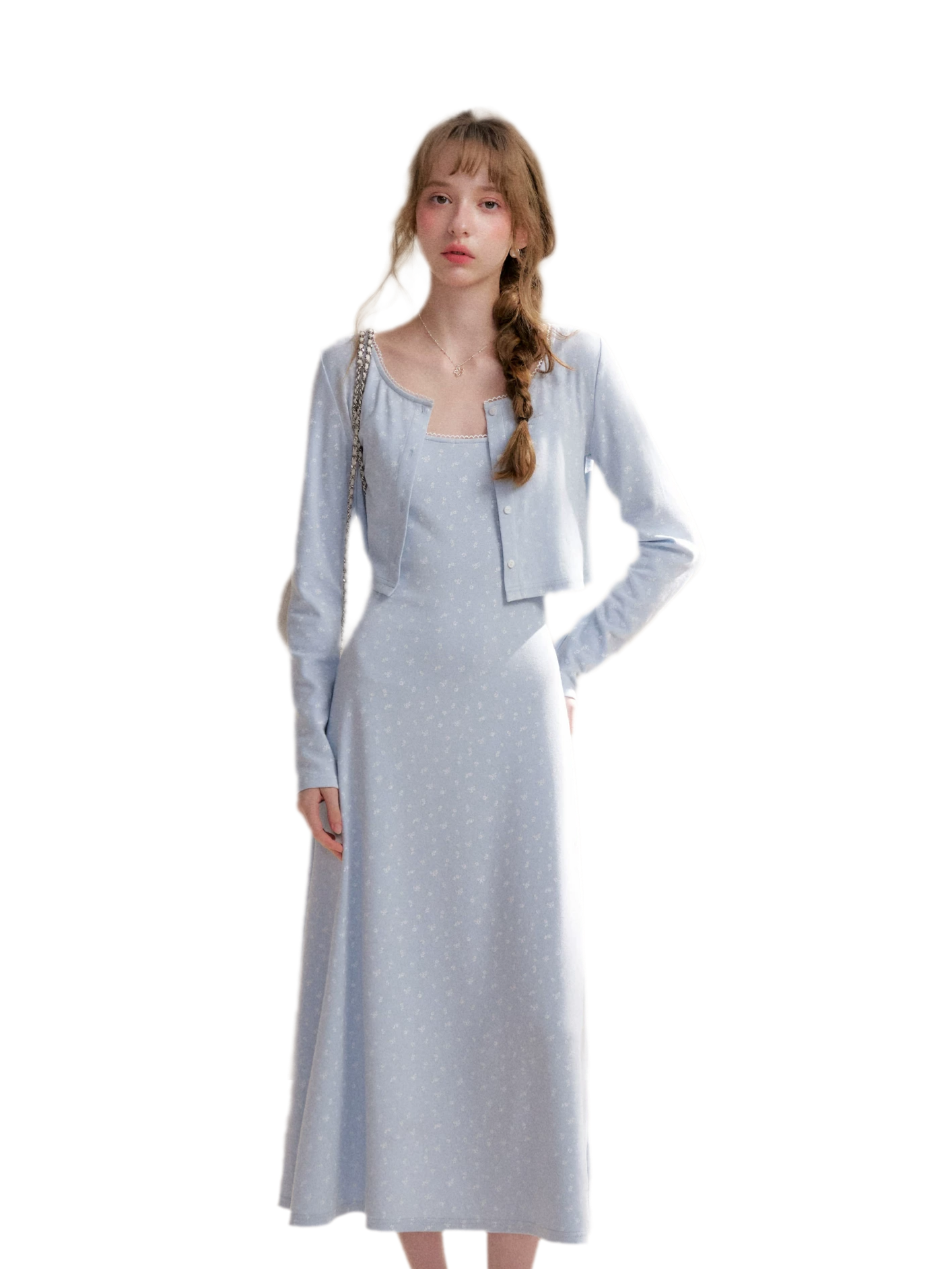 Rose Knit Cardigan Dress