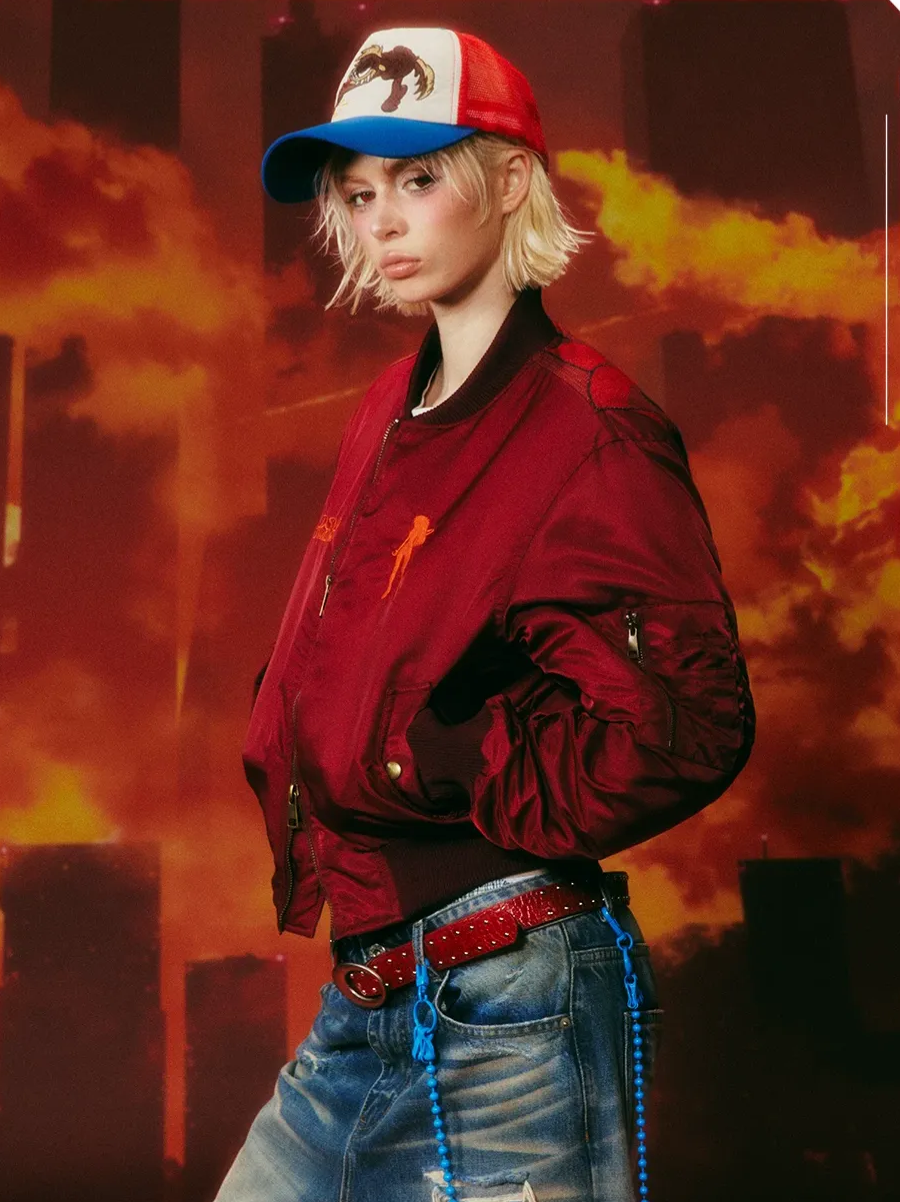 Cropped Slim-Fit Bomber Jacket