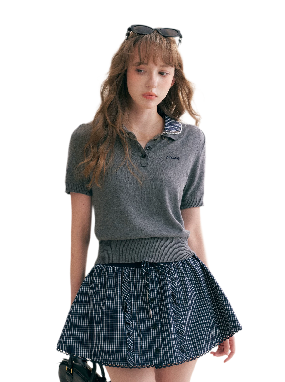 Wool Blend Plaid Skirt Set
