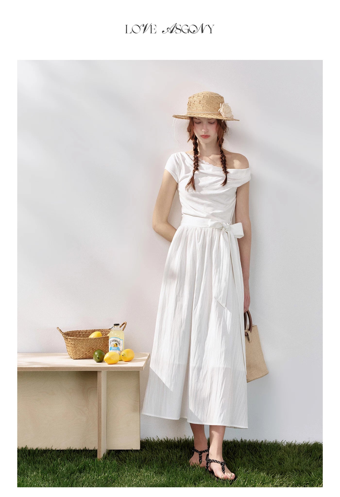 Lace-Trim Off-Shoulder Tie Dress