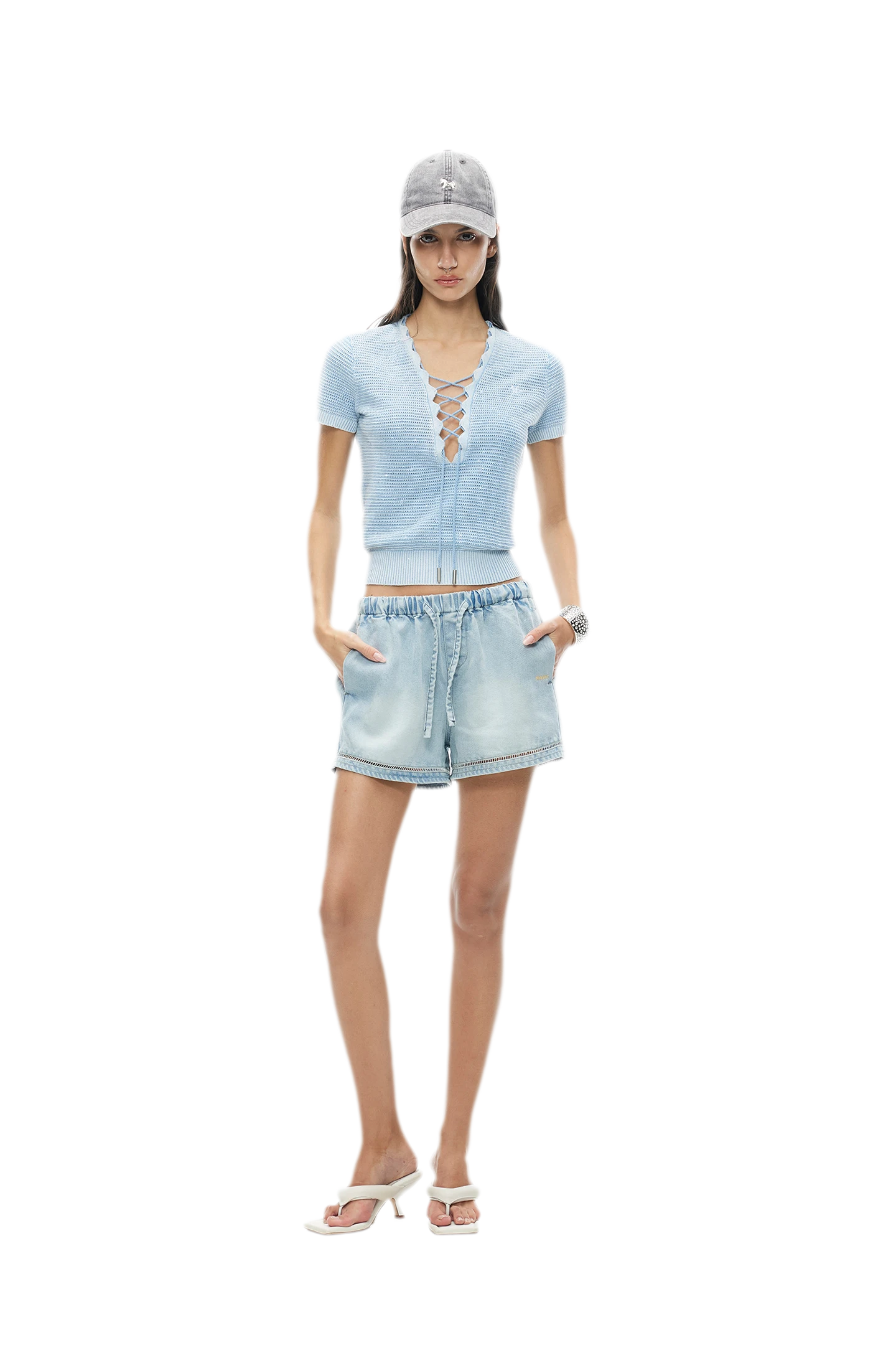 Lyocell Washed Denim Shorts