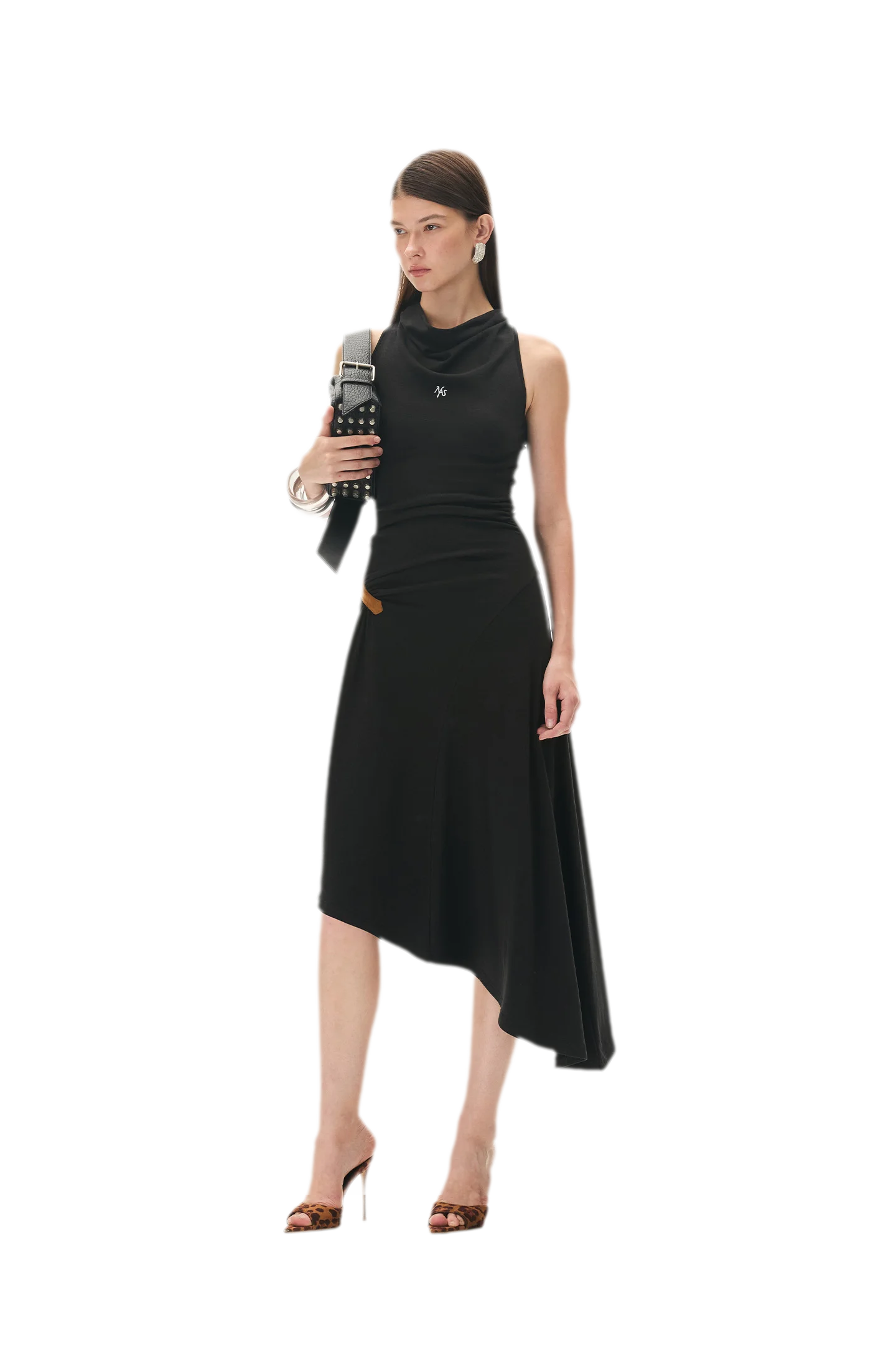 Acetate Wool Ruched Halter Dress
