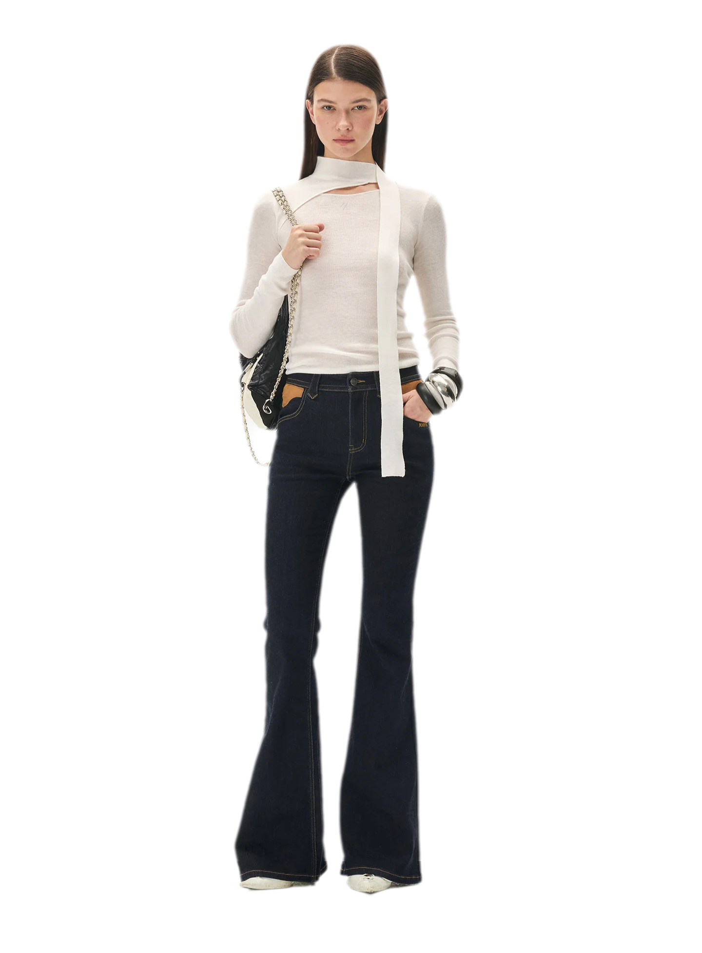 Wool Twill Slim Flare Jeans