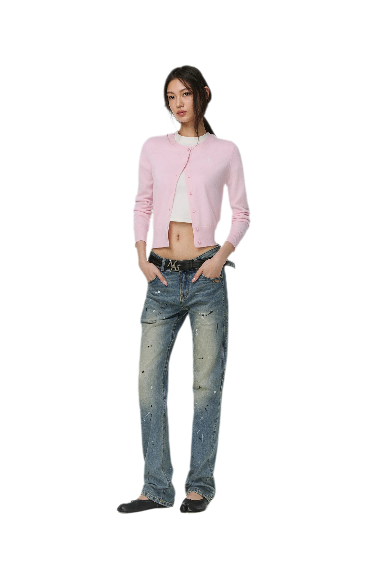 Gewaschene Distressed-Slim-Jeans