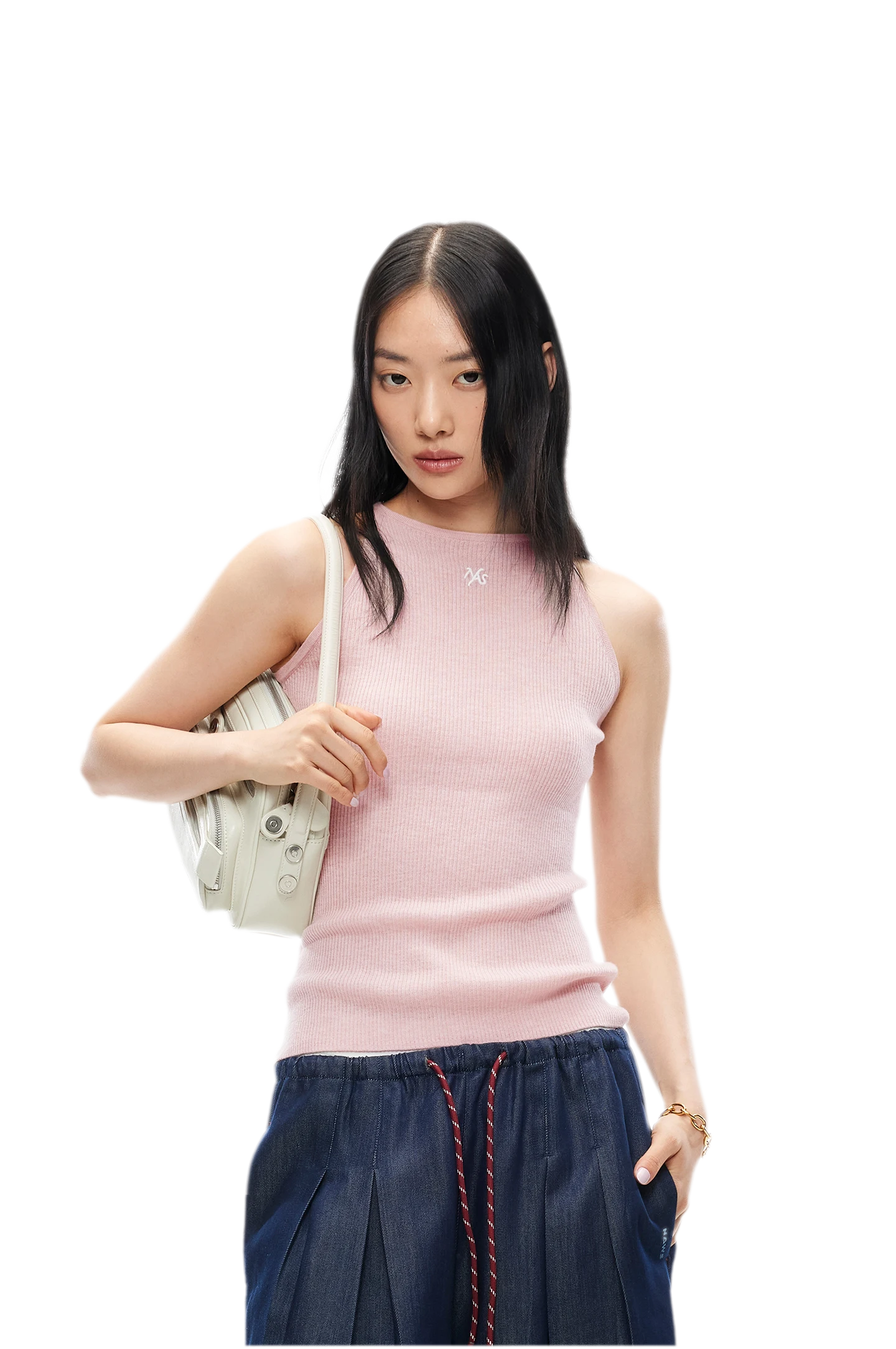 Merino Wool Ribbed Knit Tank Top