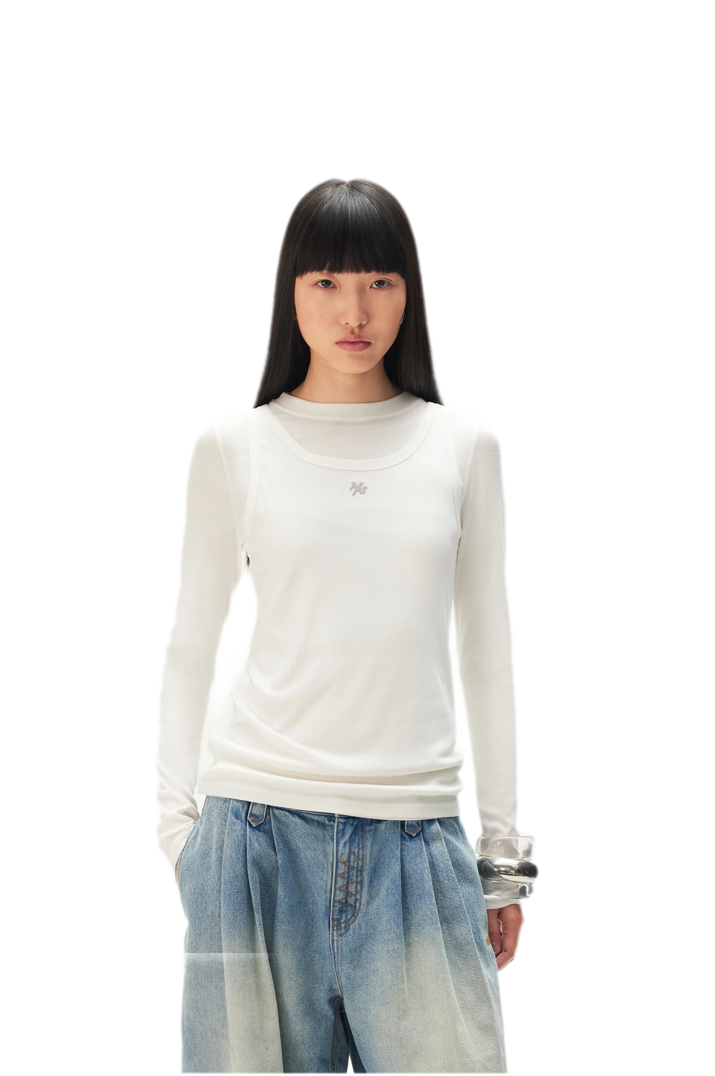 Lyocell Layered Long Sleeve Tee