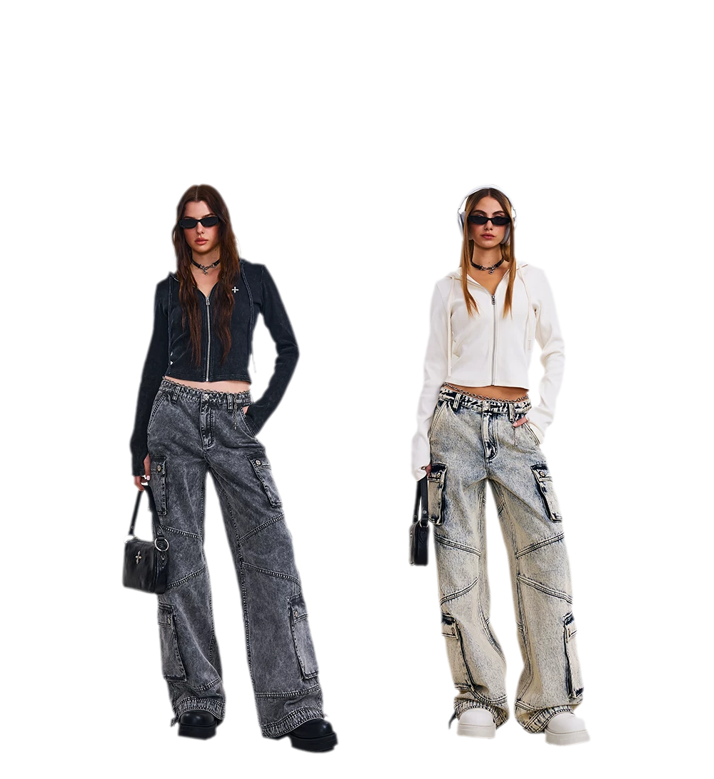 Retro Workwear Wide-Leg Pants