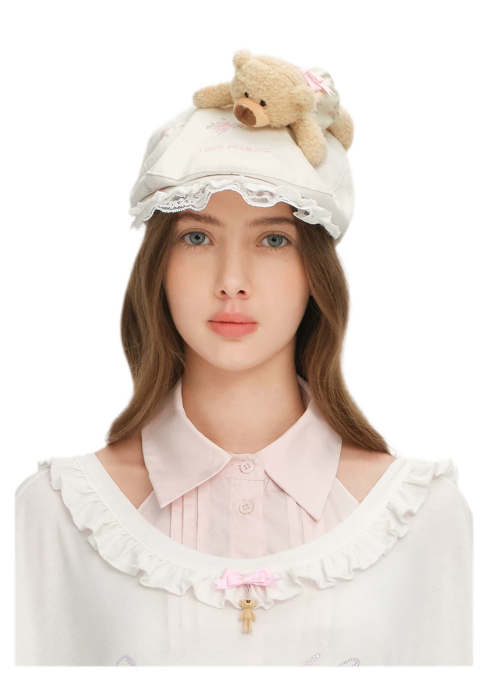 Floral Ruffle Embroidered Cap