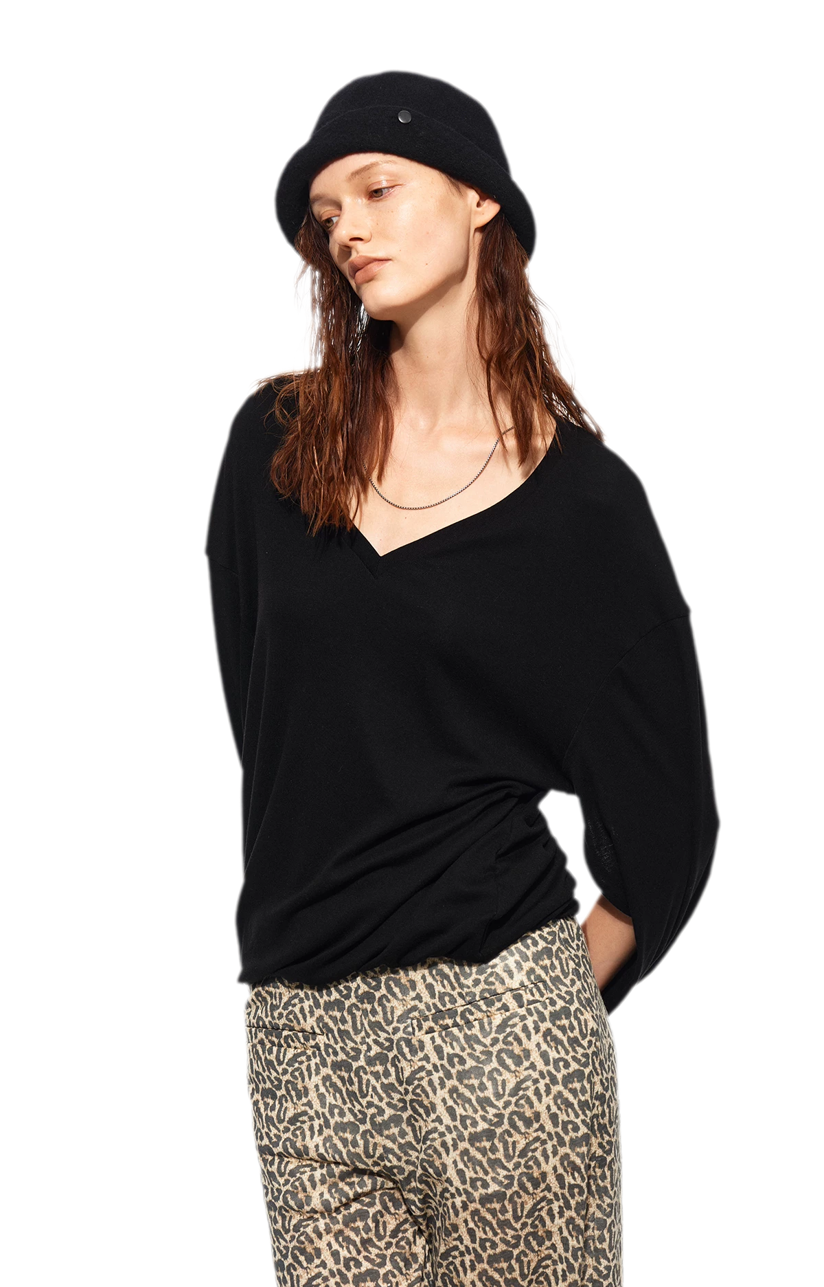 V-Neck Off-Shoulder Tee