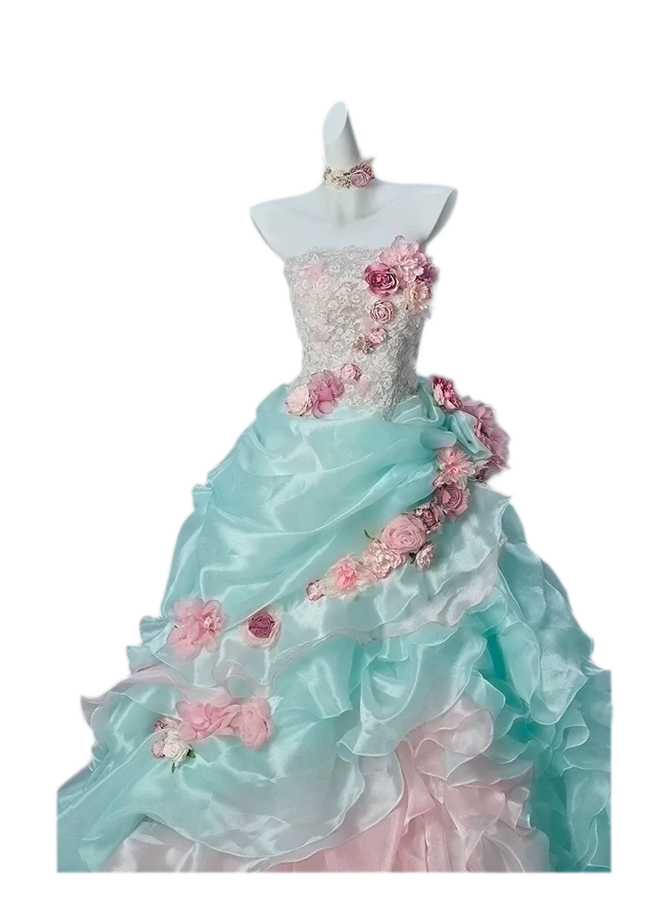 Scintillant Floral Ballgown
