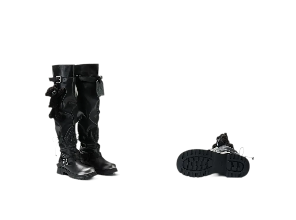 Schlaffe knielange Lederstiefel