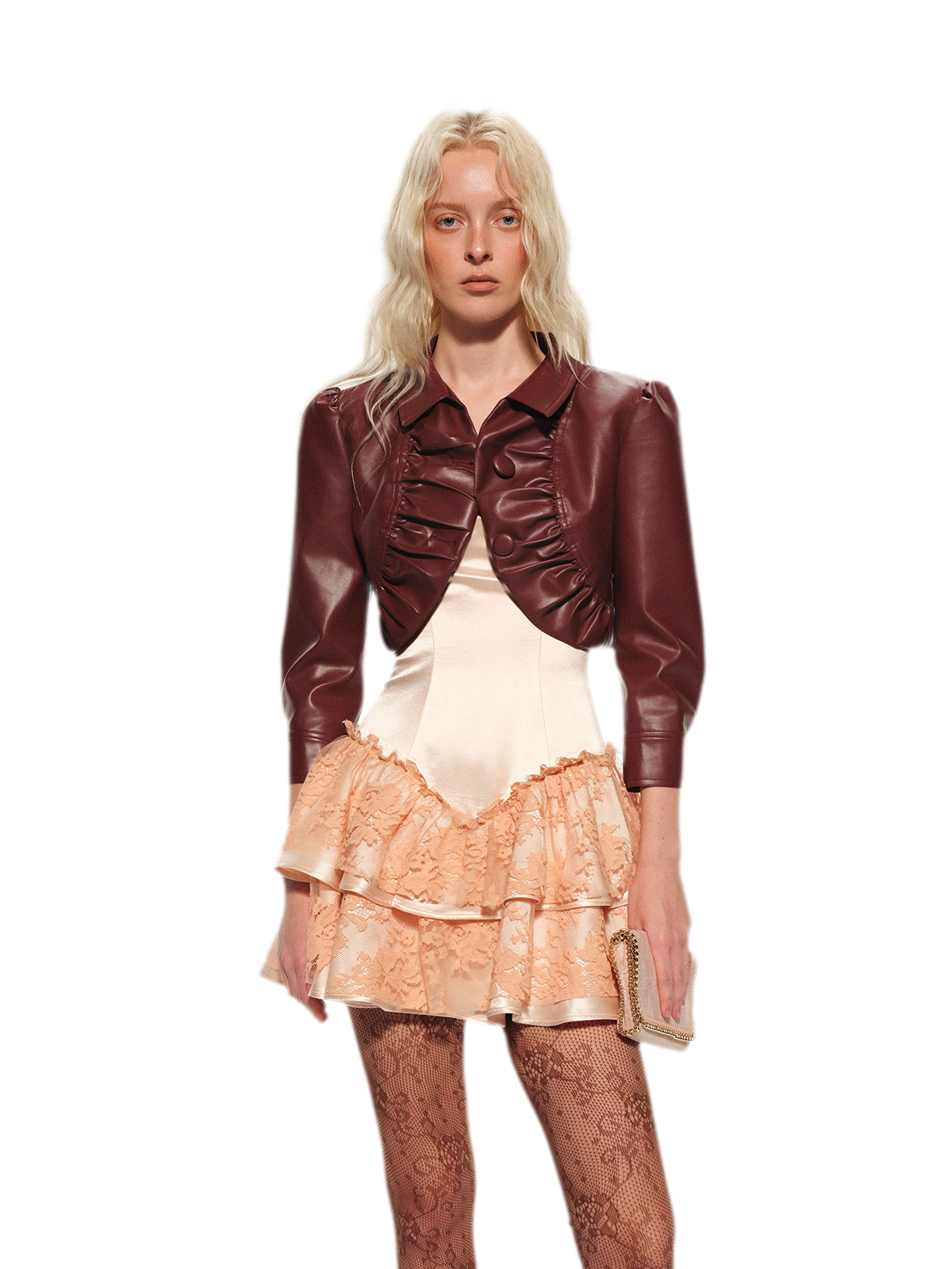 Cropped Faux Leather Jacket Dress