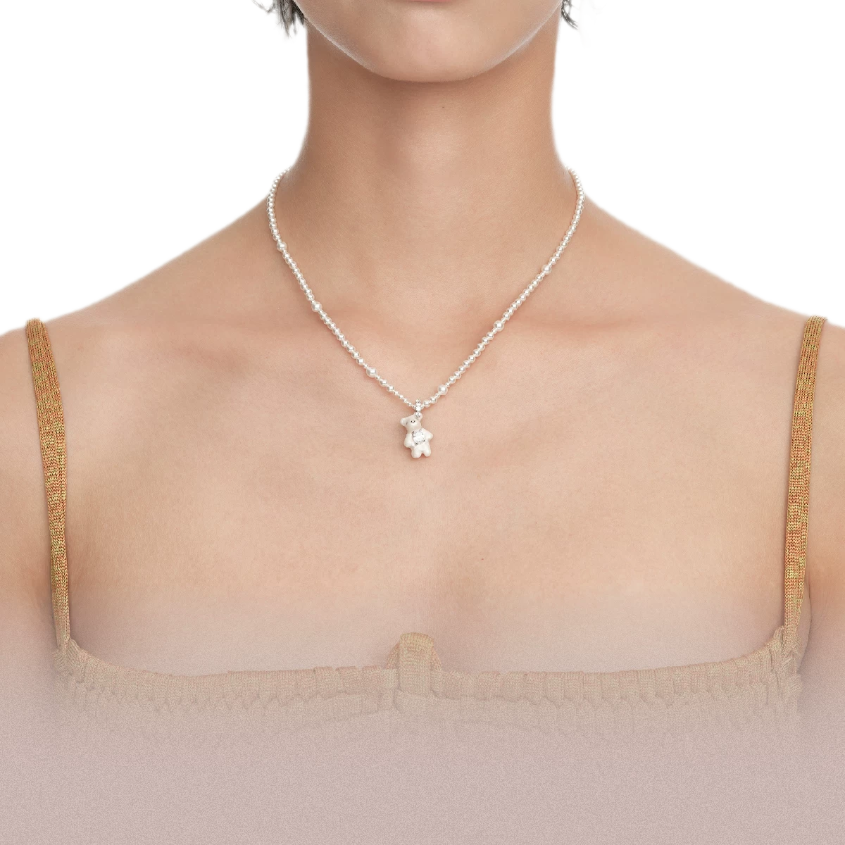Graduated Pearl Bear Necklace