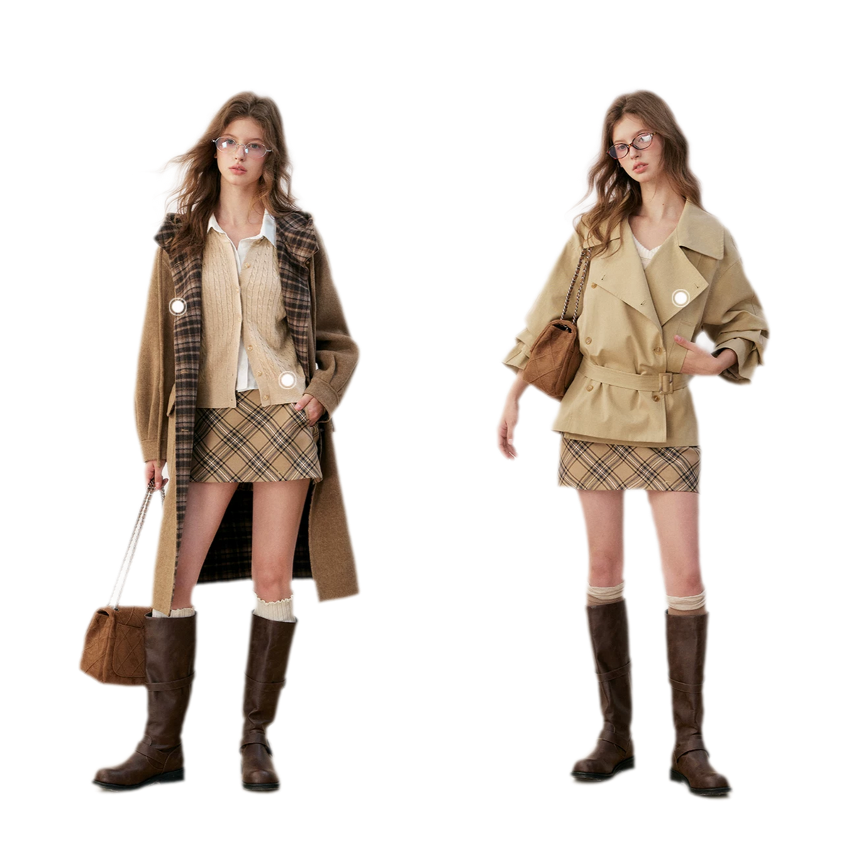 Chân váy mini dáng chữ A kẻ caro chéo