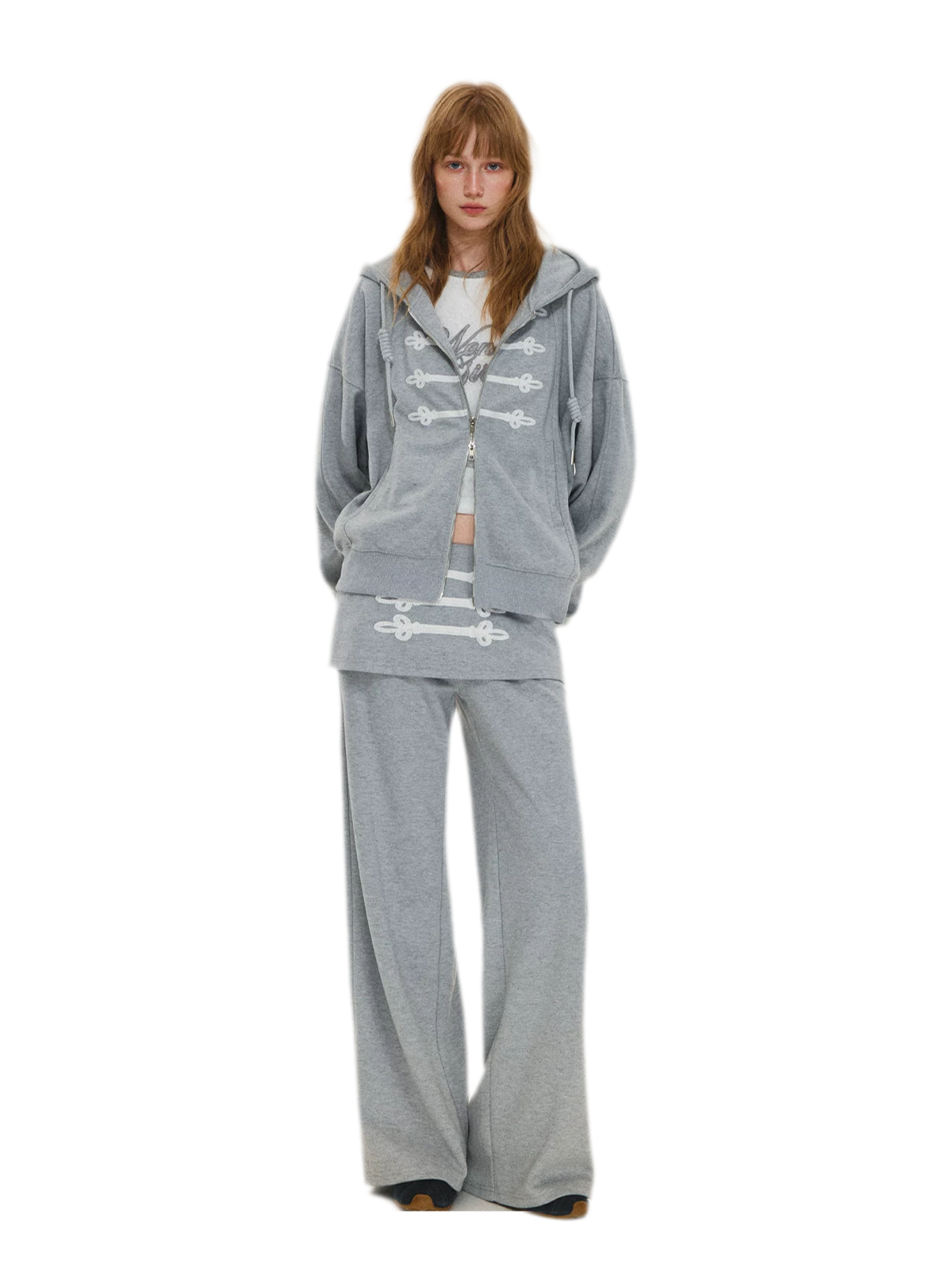 Texturierte Hoodie-Jacke mit Puff-Print