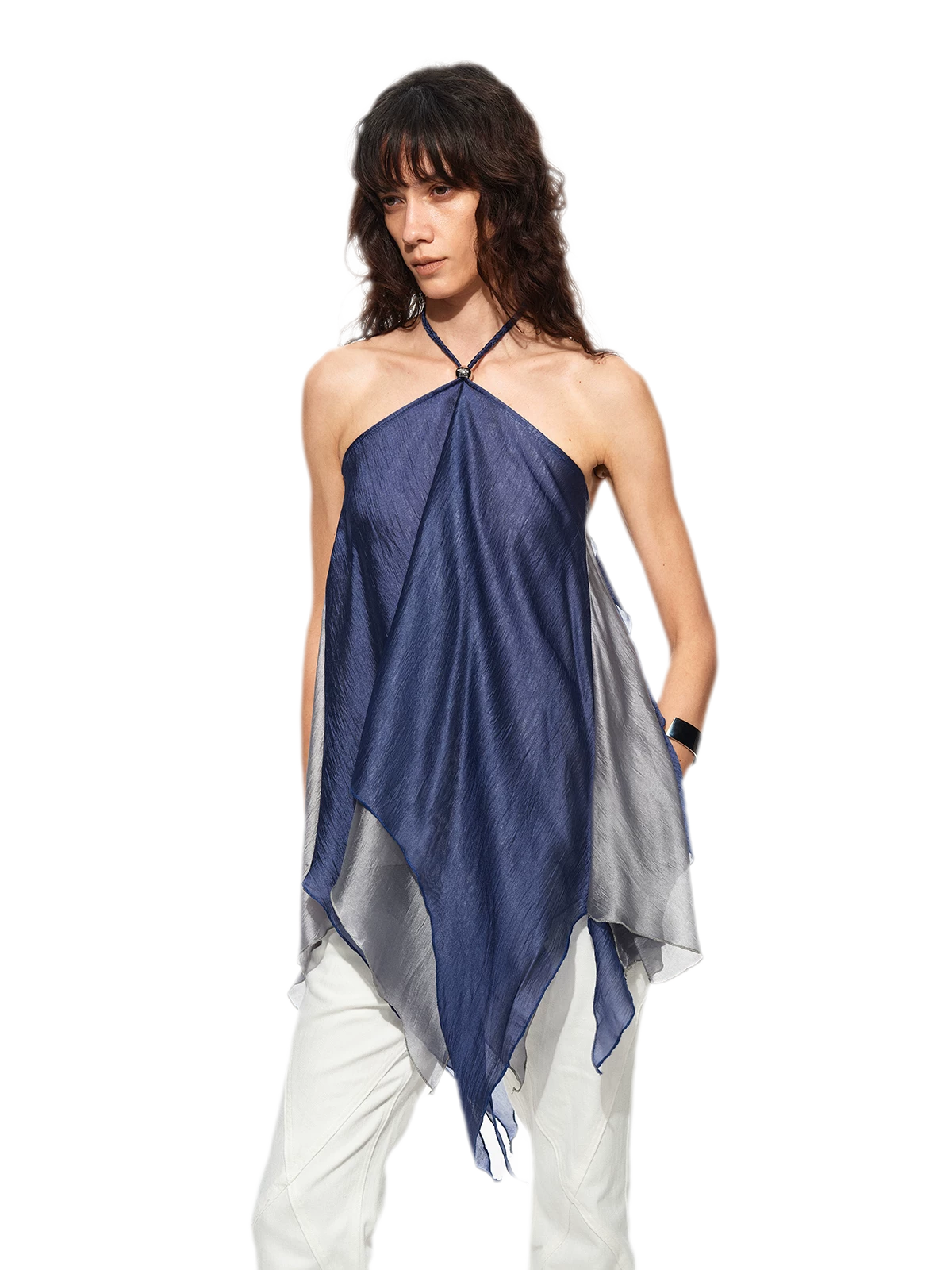Handwoven Contrast Hem Bandeau Top