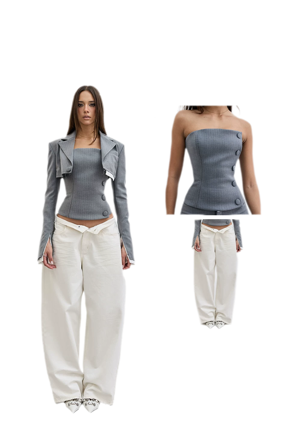 Deconstructive Cropped Suit Set