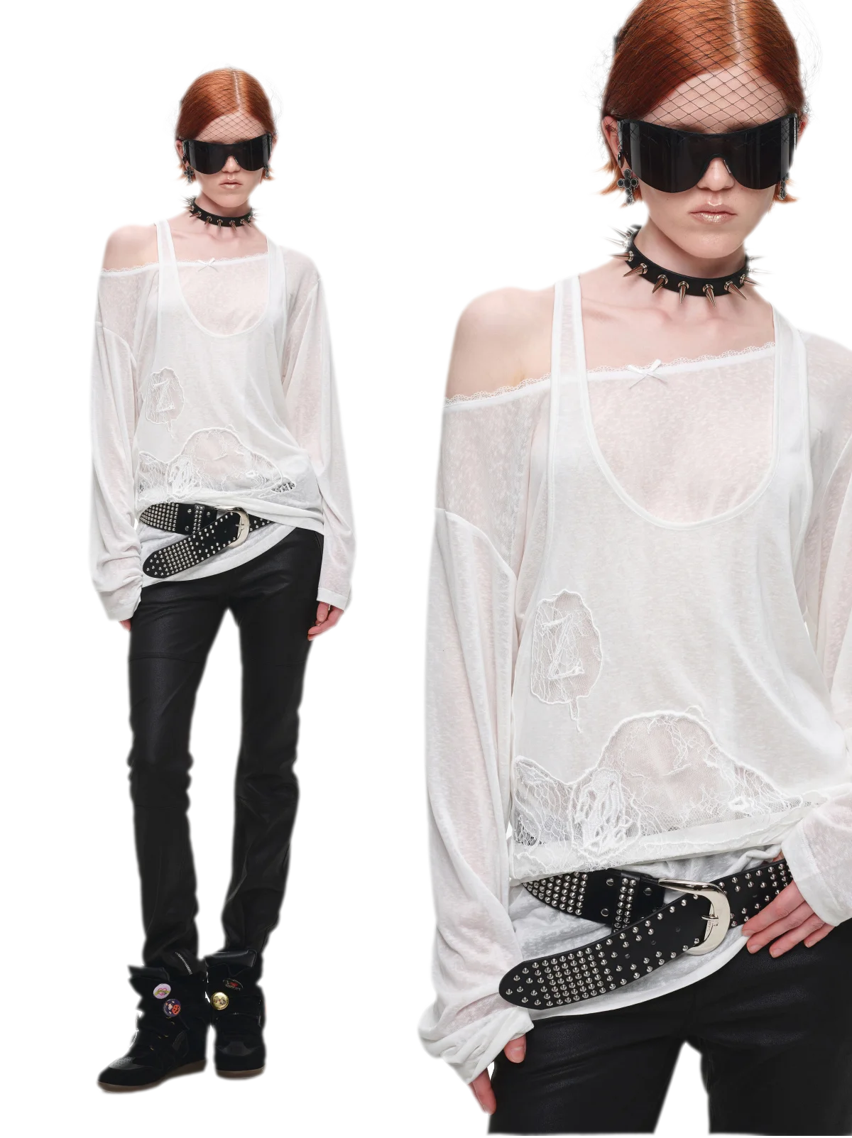 Lace Appliqué Layered Long-Sleeve T-Shirt