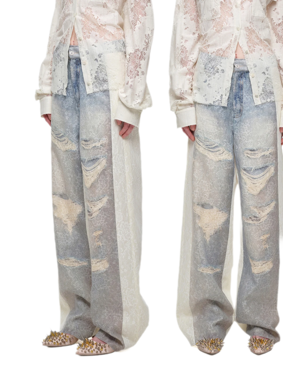 Washed Lace Straight Pants