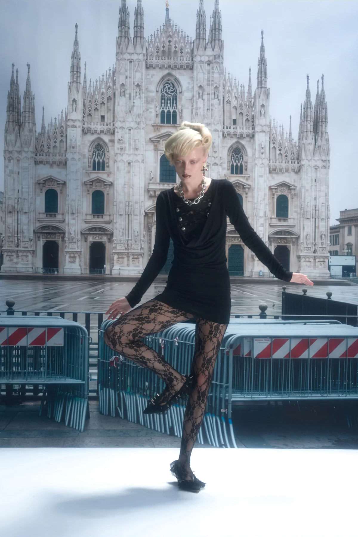 Velvet Lace Cowlneck Dress